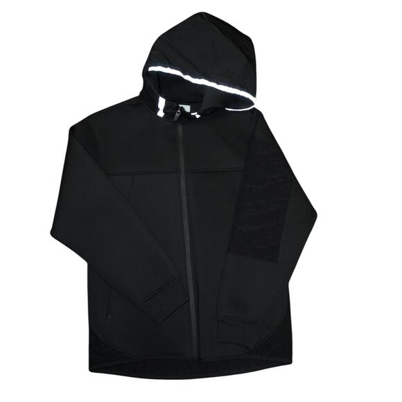 Zara Black Hooded Full-Zip Jacket with Reflective Trim - Size 13-14 Youth XL - Picture 1 of 5